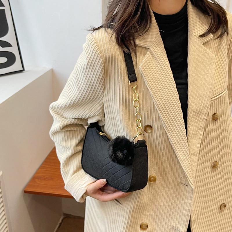 Felt Casual Fur Ball Messenger Tote Bag