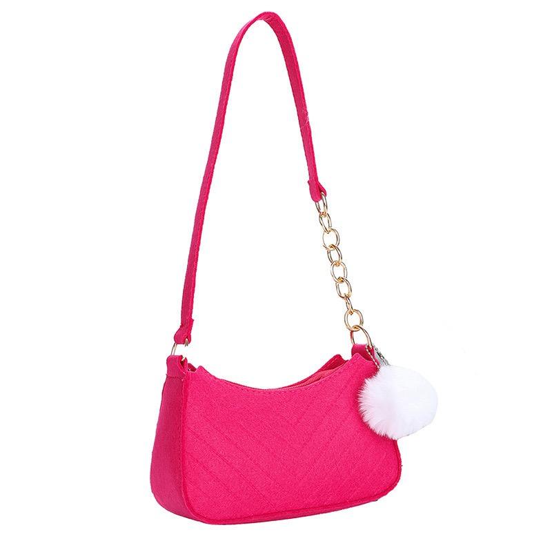 Felt Casual Fur Ball Messenger Tote Bag