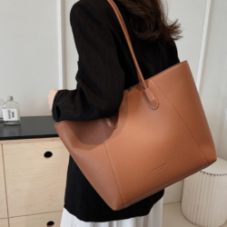 Simple Retro Large Capacity Pu Leather Tote Bag