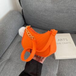 Felt Casual Fur Ball Messenger Tote Bag