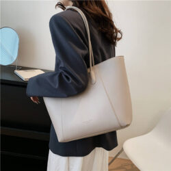 Simple Retro Large Capacity Pu Leather Tote Bag