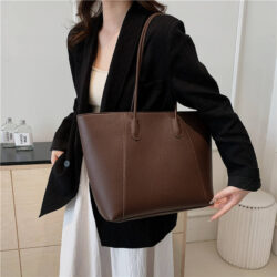 Simple Retro Large Capacity Pu Leather Tote Bag
