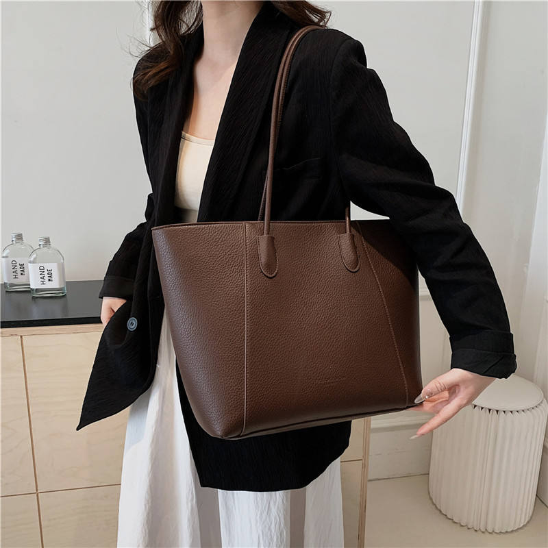 Simple Retro Large Capacity Pu Leather Tote Bag